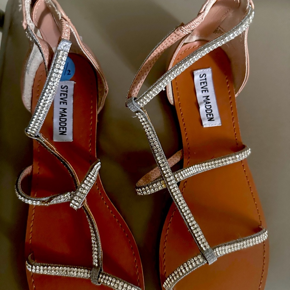 Steve Madden Rose Gold Rhinestone Strappy Flats